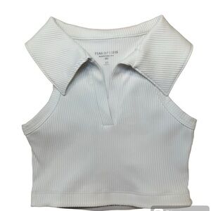 Year Of Ours Gabriella Sports Bra Ribbed Collared Sleeveless White Size XS